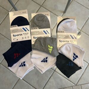 Men's Sports Socks - Navy, Gray, White